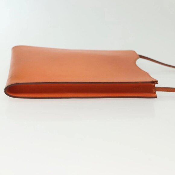 HERMES Omenitu Shoulder Bag Leather Orange Auth BA4408 - Picture 5 of 15